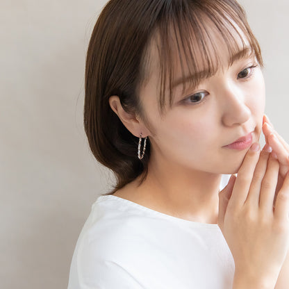 ピアス ニッケルフリー メタル ツイスト チタンポスト フープピアス