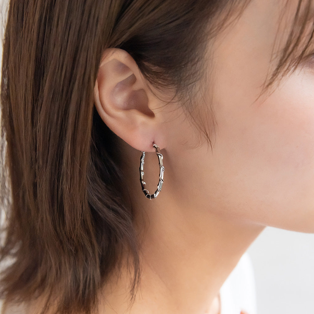 ピアス ニッケルフリー メタル ツイスト チタンポスト フープピアス