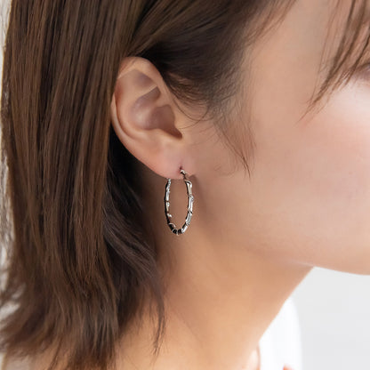 ピアス ニッケルフリー メタル ツイスト チタンポスト フープピアス