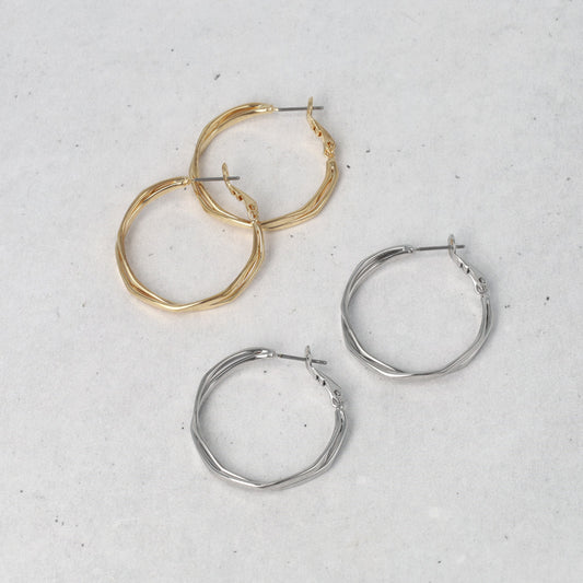 ピアス ニッケルフリー メタル クロス チタンポスト フープピアス