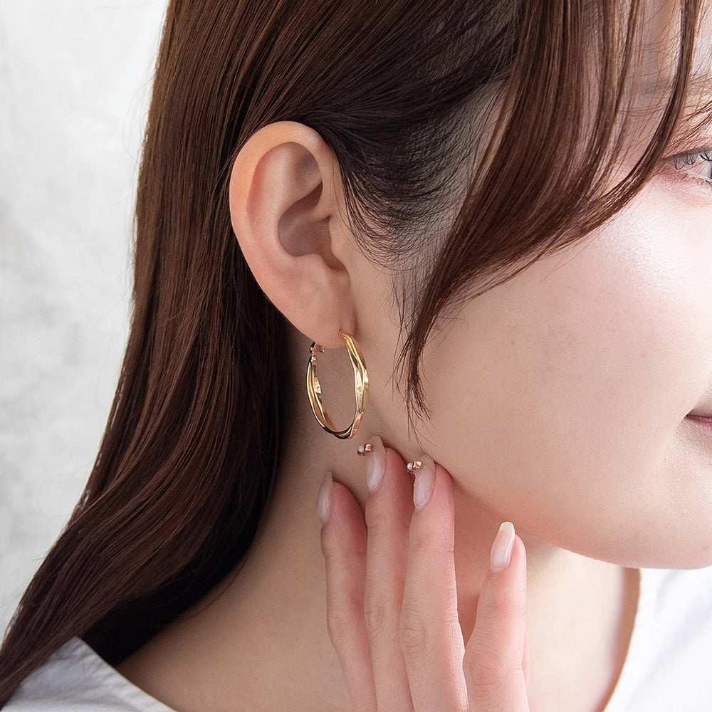 ピアス ニッケルフリー メタル クロス チタンポスト フープピアス