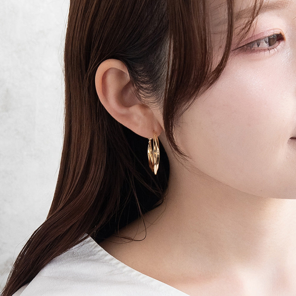 ピアス ニッケルフリー メタル クロス チタンポスト フープピアス