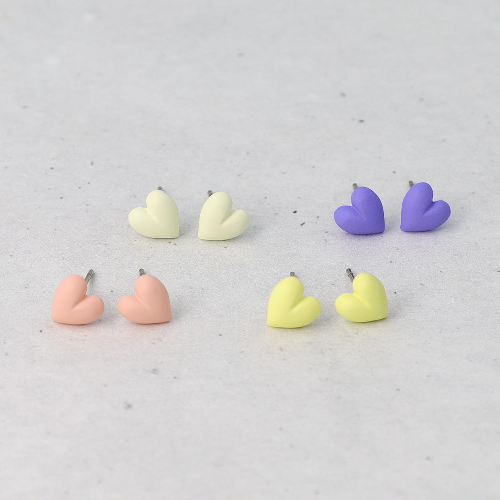 ピアス ミニ ハート マットカラー チタンポスト スタッドピアス