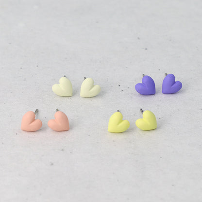 ピアス ミニ ハート マットカラー チタンポスト スタッドピアス