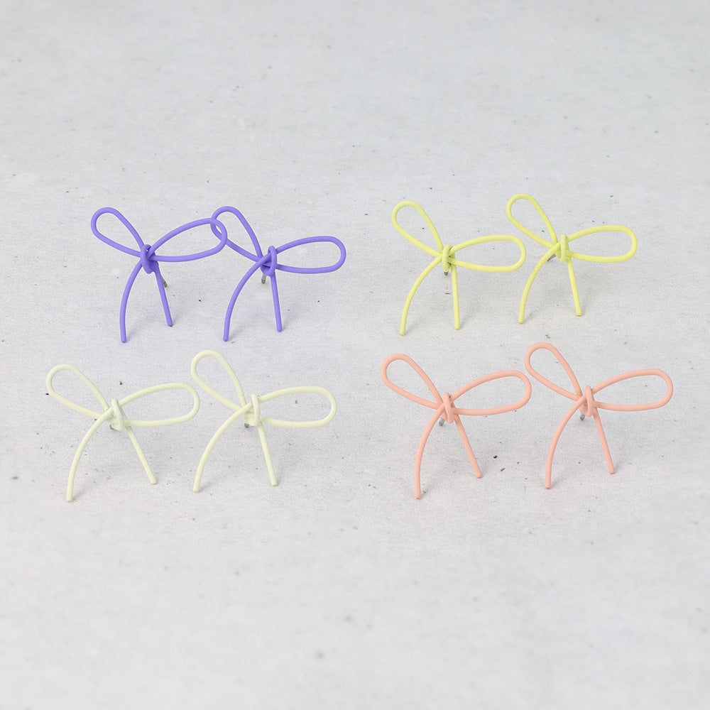 ピアス ノット リボン マットカラー チタンポスト スタッドピアス