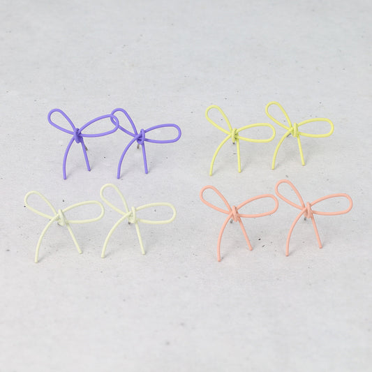 ピアス ノット リボン マットカラー チタンポスト スタッドピアス