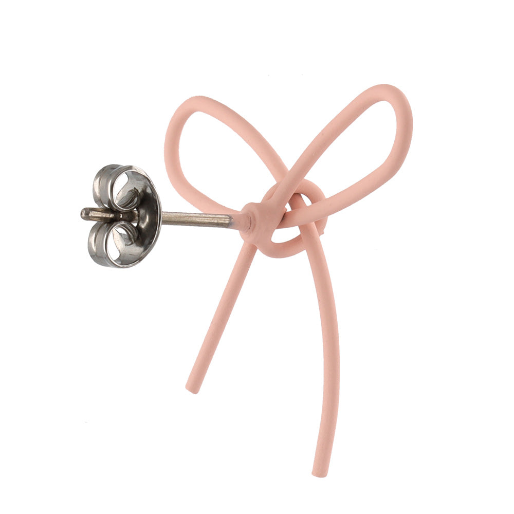 ピアス ノット リボン マットカラー チタンポスト スタッドピアス