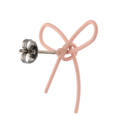 ピアス ノット リボン マットカラー チタンポスト スタッドピアス