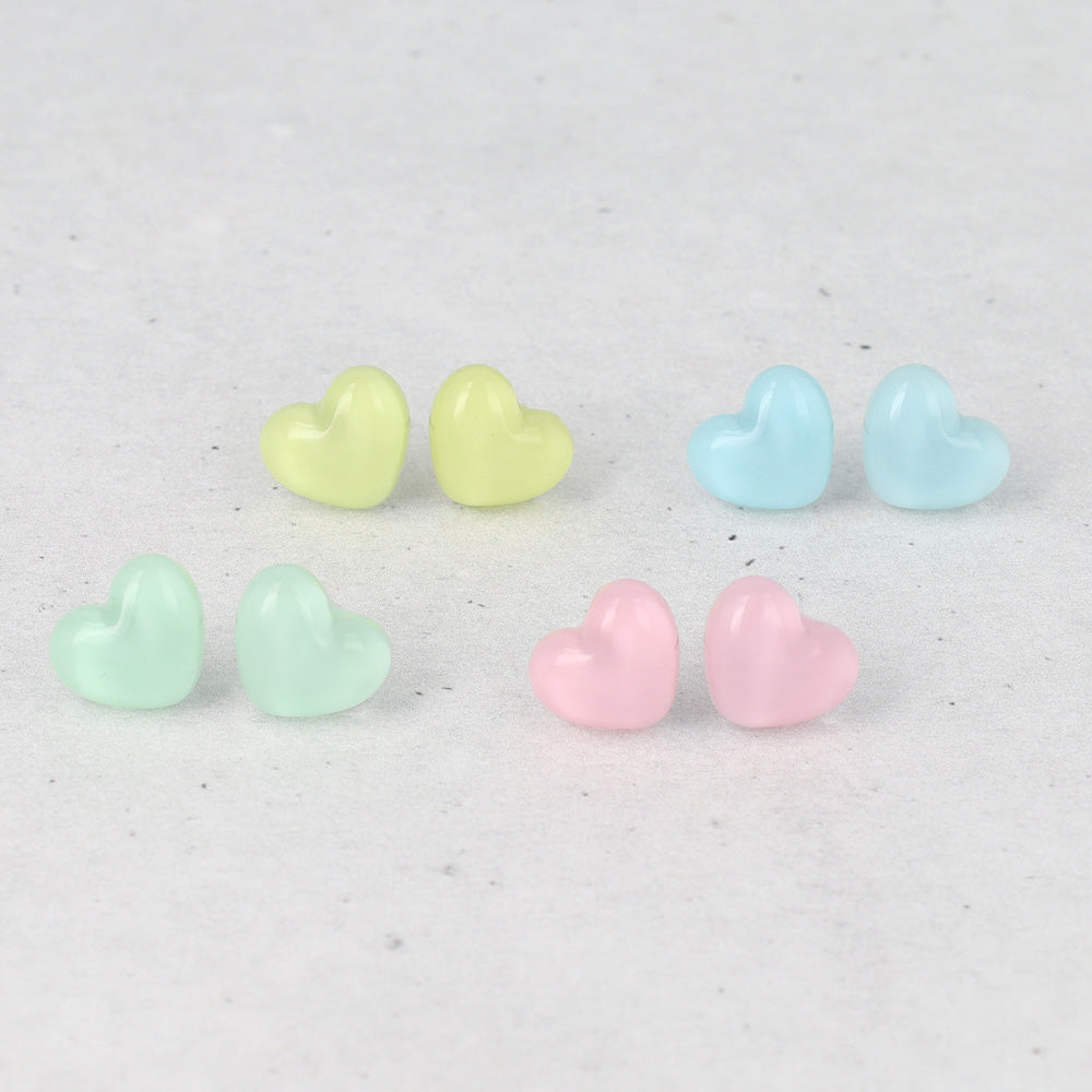 ピアス プランプ ハート パステルカラー チタンポスト スタッドピアス