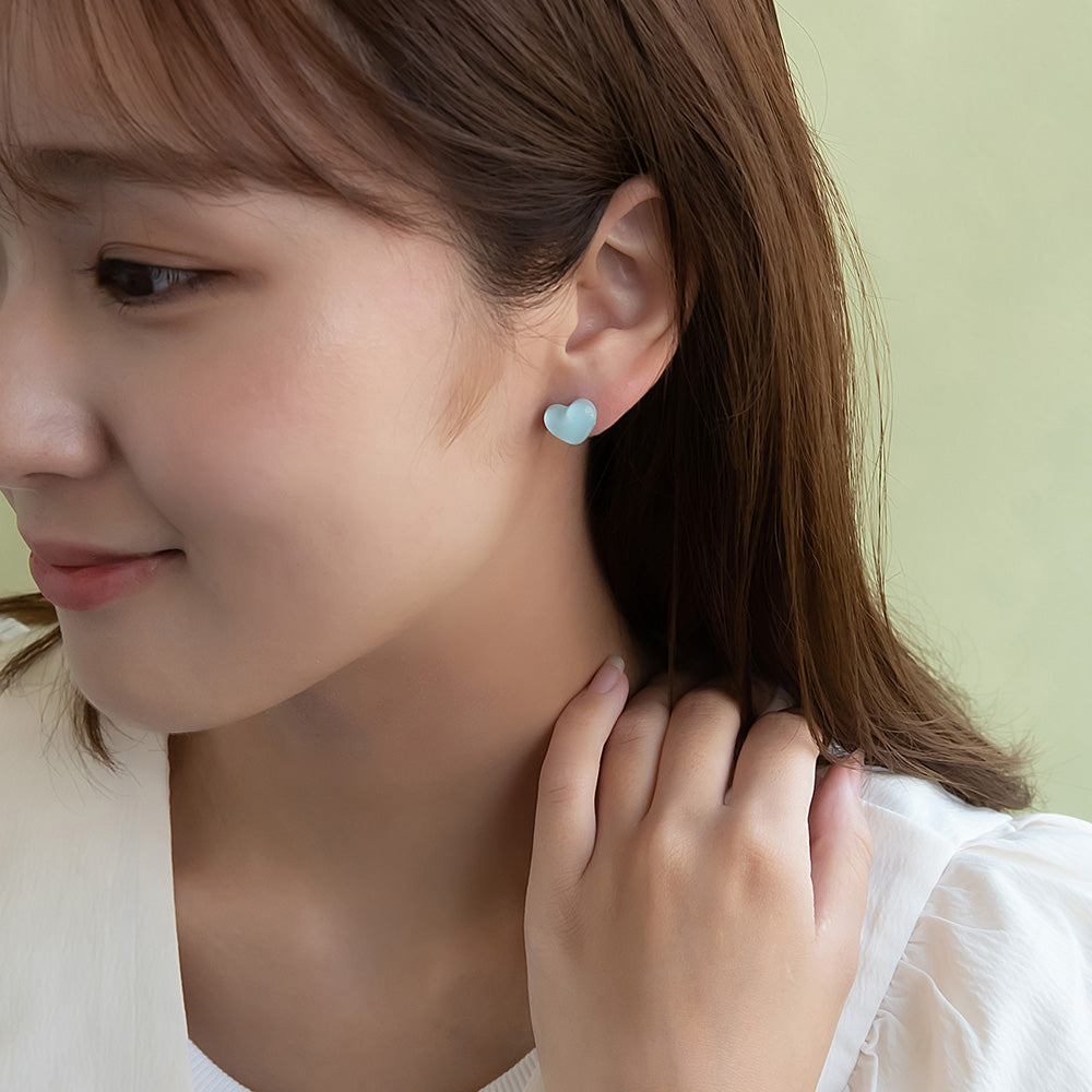 ピアス プランプ ハート パステルカラー チタンポスト スタッドピアス