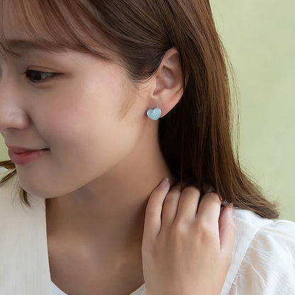 ピアス プランプ ハート パステルカラー チタンポスト スタッドピアス