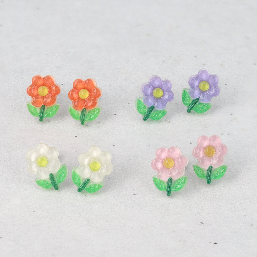 ピアス フラワー クリア バイカラー チタンポスト スタッドピアス
