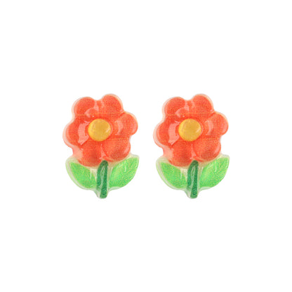 ピアス フラワー クリア バイカラー チタンポスト スタッドピアス