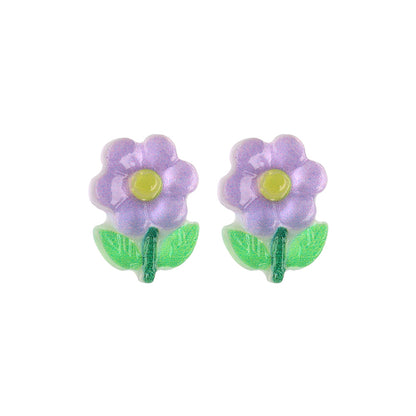 ピアス フラワー クリア バイカラー チタンポスト スタッドピアス