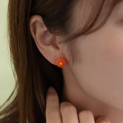ピアス フラワー バイカラー チタンポスト スタッドピアス