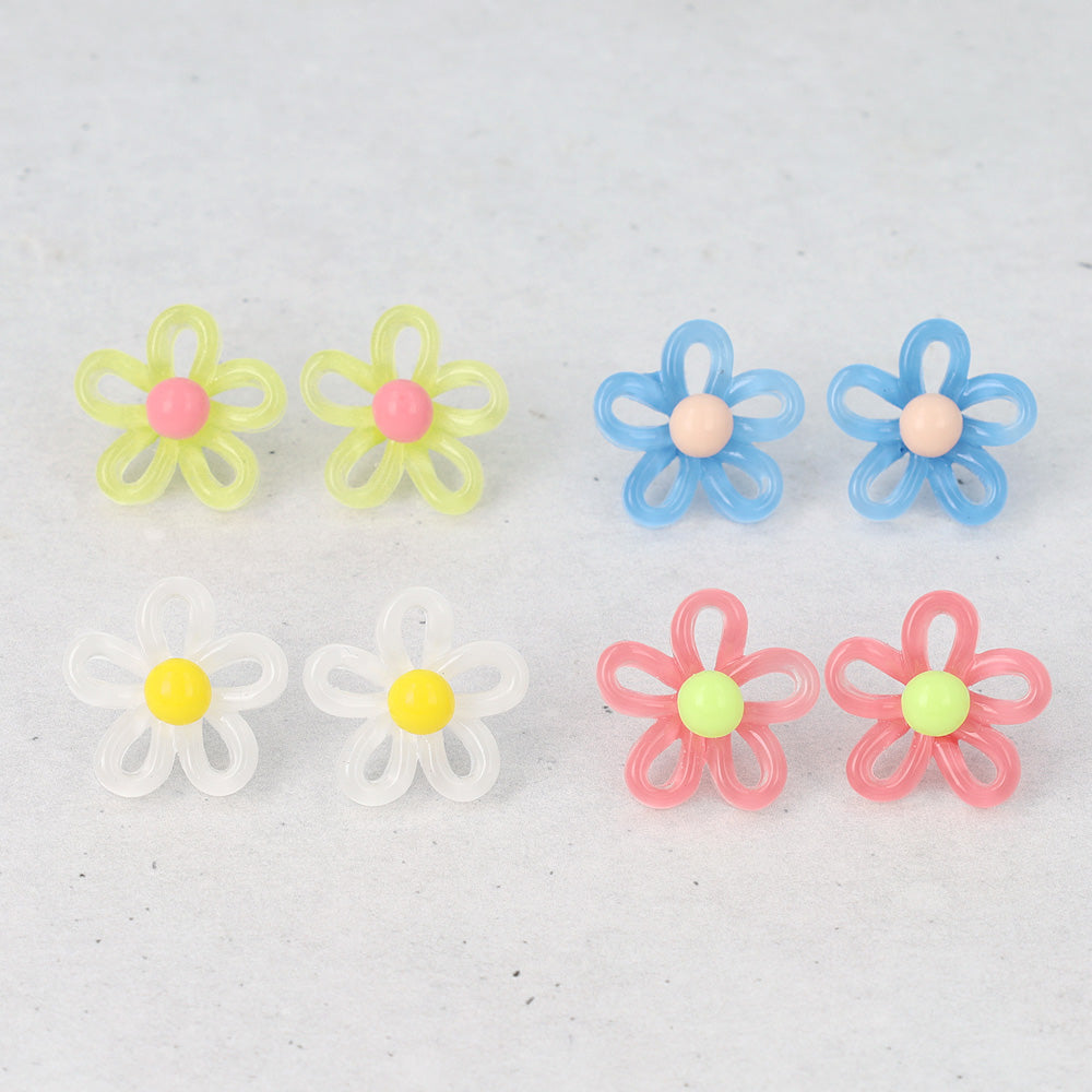 ピアス 透かし フラワー クリア バイカラー チタンポスト スタッドピアス