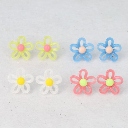 ピアス 透かし フラワー クリア バイカラー チタンポスト スタッドピアス