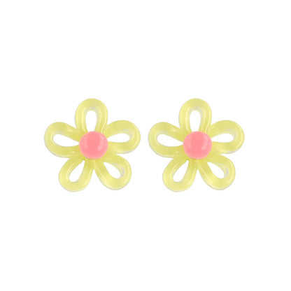 ピアス 透かし フラワー クリア バイカラー チタンポスト スタッドピアス