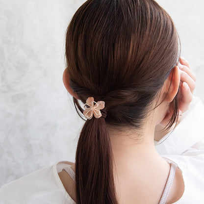 ヘアゴム メタル 透かし フラワー マーブル カラー ヘアポニー