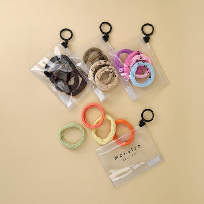 ヘアゴム monoiro カラー ウェーブライン シームレス 4本セット クリアケース入り リングゴム