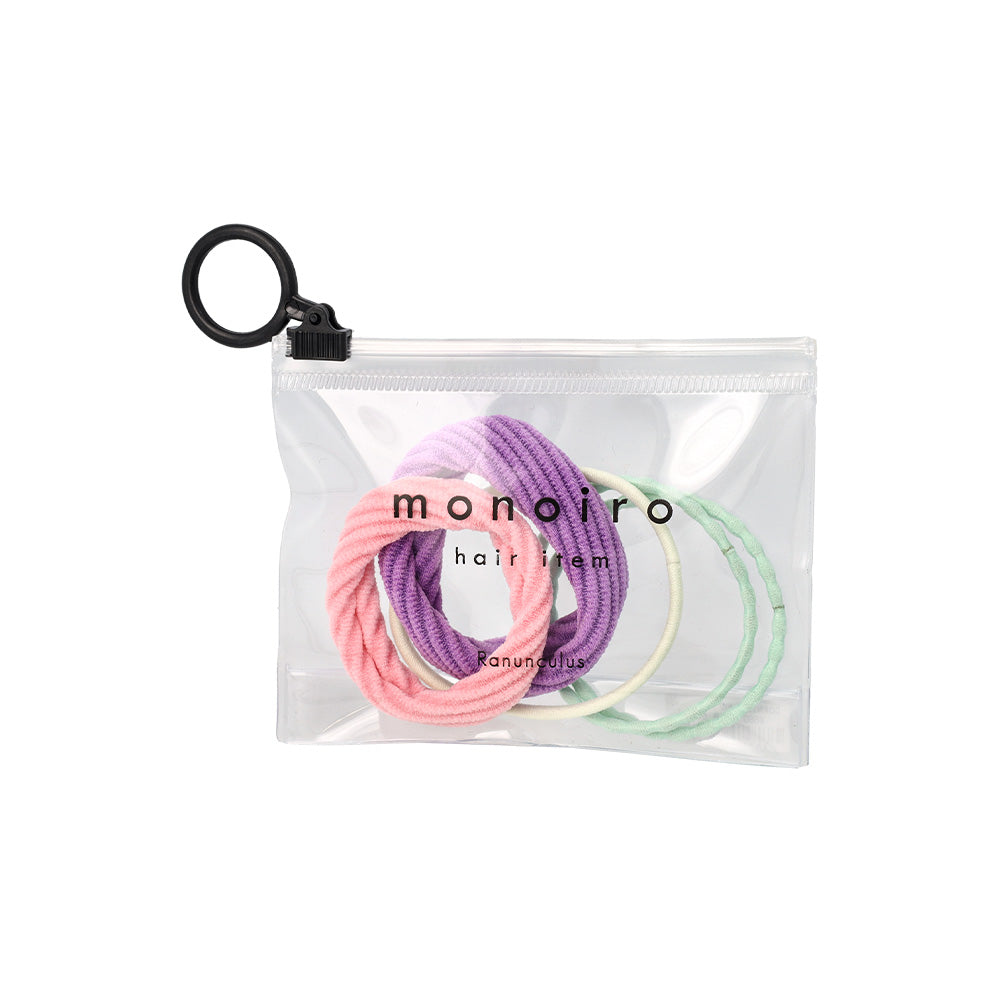 ヘアゴム monoiro カラー ライン シームレス ドット 無地 5本セット