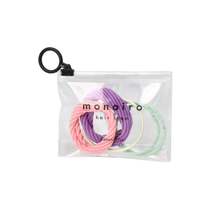 ヘアゴム monoiro カラー ライン シームレス ドット 無地 5本セット クリアケース入り リングゴム