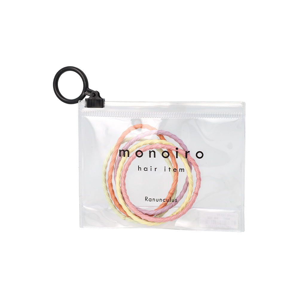 ヘアゴム monoiro カラー ツイストライン 細 5本セット クリアケース入り リングゴム