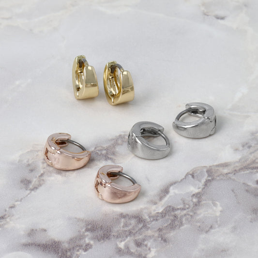 ピアス メタル ワイド ワンタッチ キャッチレス サージカルステンレスポスト フープピアス