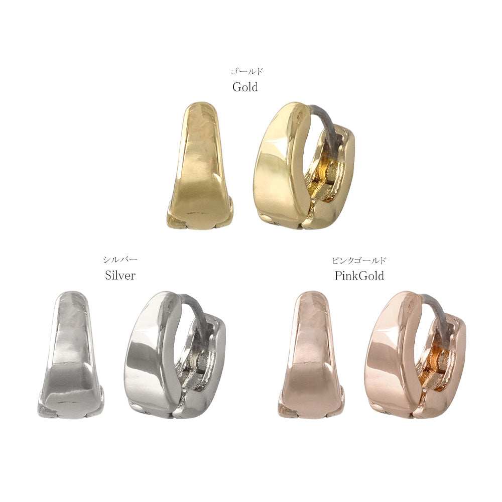 ピアス メタル ワイド ワンタッチ キャッチレス サージカルステンレスポスト フープピアス