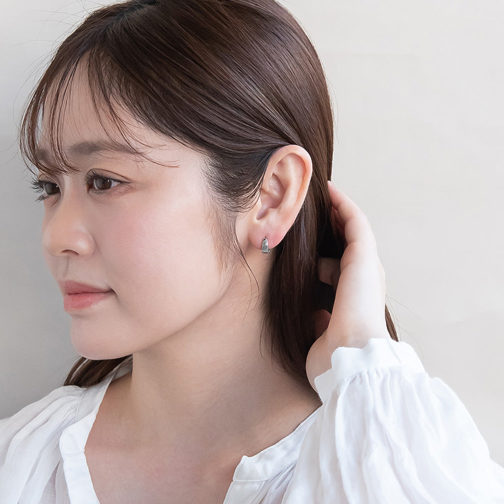 ピアス メタル ワイド ワンタッチ キャッチレス サージカルステンレスポスト フープピアス
