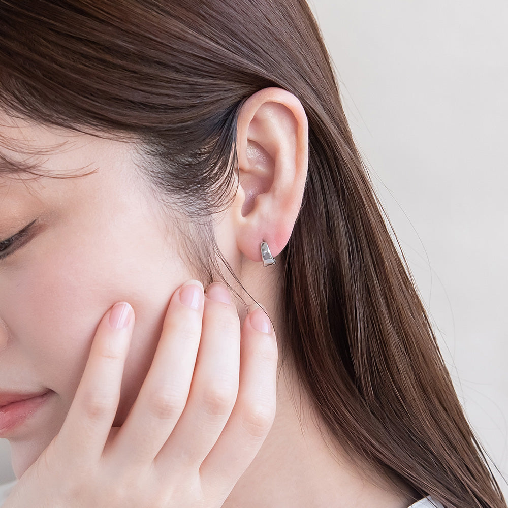 ピアス メタル ワイド ワンタッチ キャッチレス サージカルステンレスポスト フープピアス