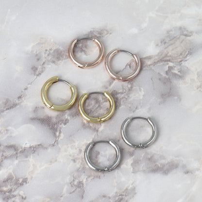 ピアス メタル 丸甲 ワンタッチ キャッチレス サージカルステンレスポスト フープピアス