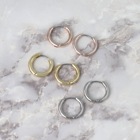 ピアス メタル 丸甲 ワンタッチ キャッチレス サージカルステンレスポスト フープピアス