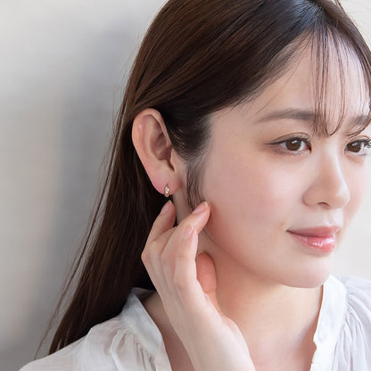 ピアス メタル ストーン 1粒 ワンタッチ キャッチレス サージカルステンレスポスト フープピアス