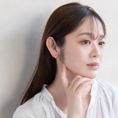 ピアス メタル ストーン 1粒 ワンタッチ キャッチレス サージカルステンレスポスト フープピアス