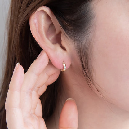 ピアス メタル ストーン 1粒 ワンタッチ キャッチレス サージカルステンレスポスト フープピアス