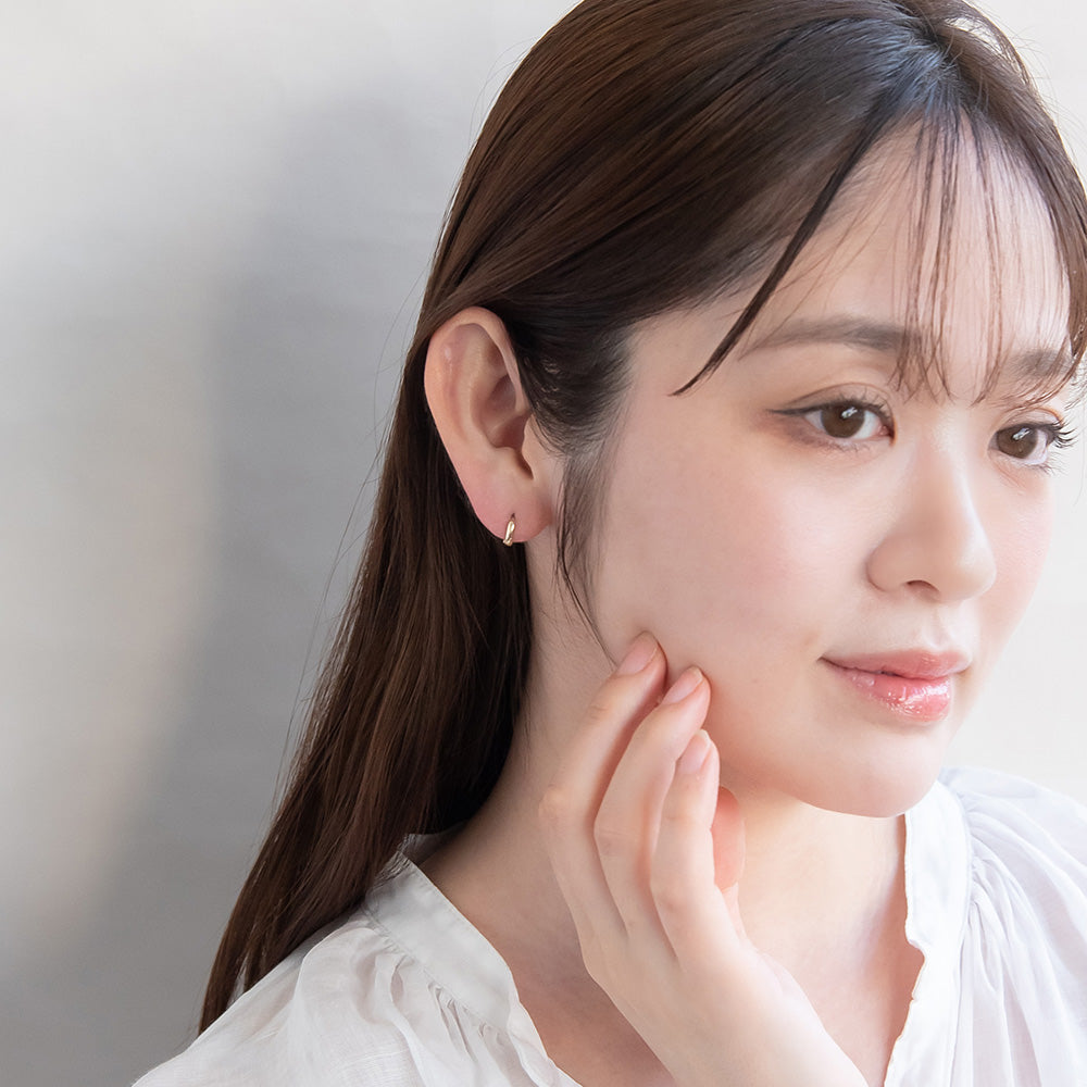ピアス メタル 丸甲 ワンタッチ キャッチレス サージカルステンレスポスト フープピアス