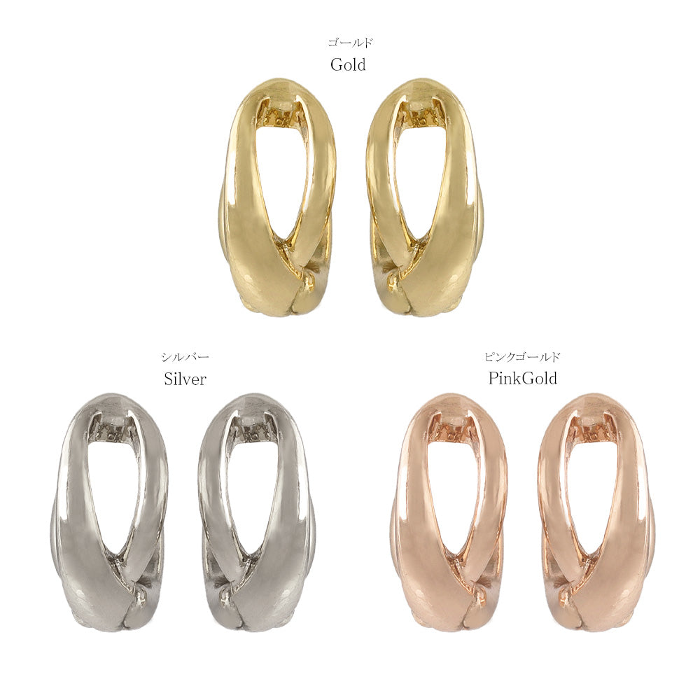 ピアス メタル ダブル ライン ワンタッチ キャッチレス サージカルステンレスポスト フープピアス