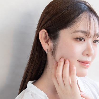 ピアス メタル ダブル ライン ワンタッチ キャッチレス サージカルステンレスポスト フープピアス