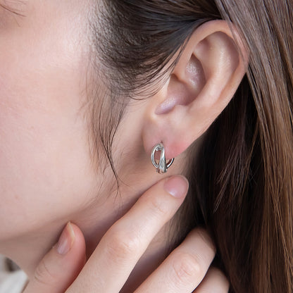ピアス メタル ダブル ライン ワンタッチ キャッチレス サージカルステンレスポスト フープピアス