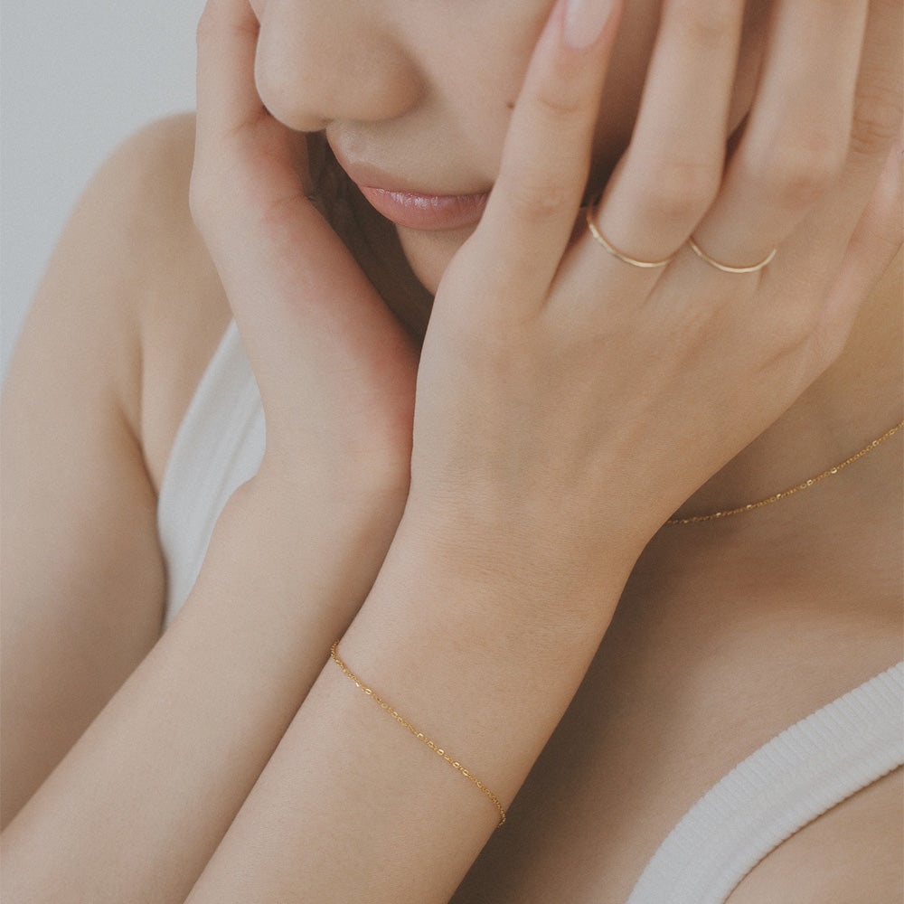 【elaia/エライア】 ブレスレット Silver925/K14ゴールドフィルド オーバル チェーンブレスレット オリジナルボックス/巾着付き