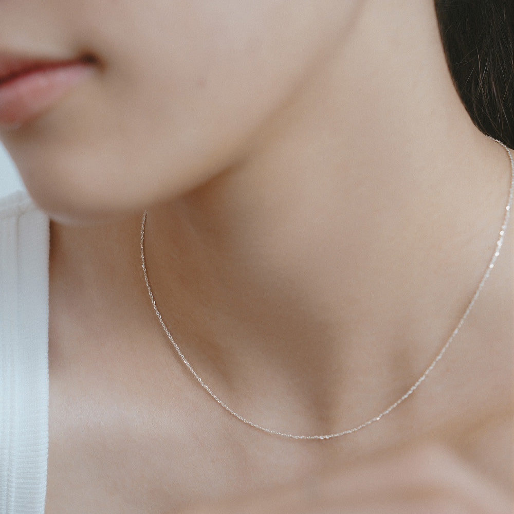 【elaia/エライア】 ネックレス Silver925 オーバルチェーン ショートネックレス オリジナルボックス/巾着付き