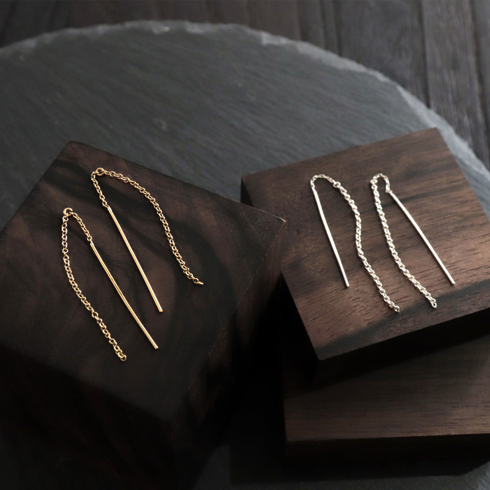 【elaia/エライア】ピアス メタル チェーン アメリカンピアス オリジナルボックス/巾着付き