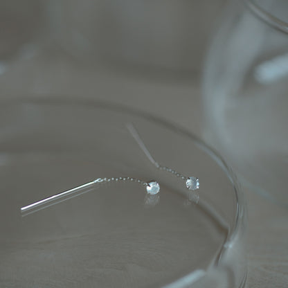 【elaia】ピアス メタル チェーン ロイヤルブルームーンストーン Silver925 アメリカンピアス オリジナルボックス/巾着付き