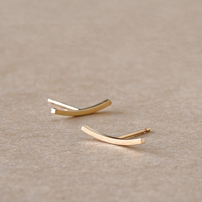 【elaia】ピアス K10 サイドライン スタッドピアス オリジナルボックス/巾着付き