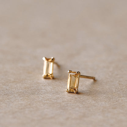 【elaia】ピアス K10 天然石 レクタングル スタッドピアス オリジナルボックス/巾着付き