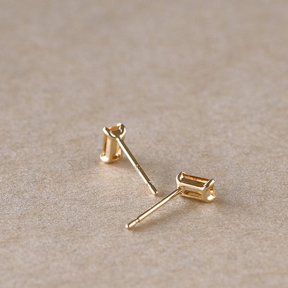 【elaia】ピアス K10 天然石 レクタングル スタッドピアス オリジナルボックス/巾着付き