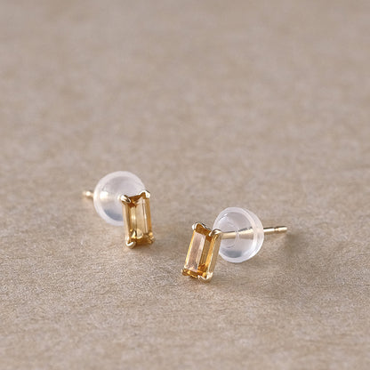 【elaia】ピアス K10 天然石 レクタングル スタッドピアス オリジナルボックス/巾着付き