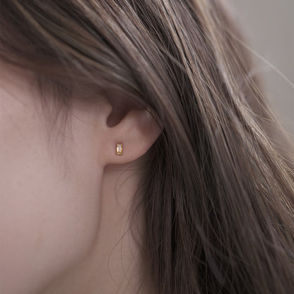 【elaia】ピアス K10 天然石 レクタングル スタッドピアス オリジナルボックス/巾着付き