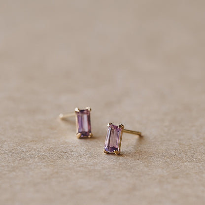 【elaia】ピアス K10 天然石 レクタングル スタッドピアス オリジナルボックス/巾着付き